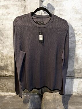rag & bone Men's Shark Blue Long-Sleeve Waffle Knit Crew